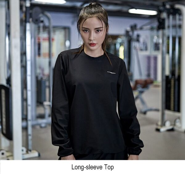 Women Weight Lost Fitness Clothing Solid Black Running Jogging Training Body Building Gym