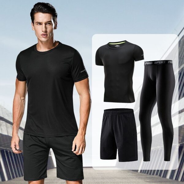 Men Sportswear Tracksuit Elastic Soft Workout Gym Training Fitness Running Set